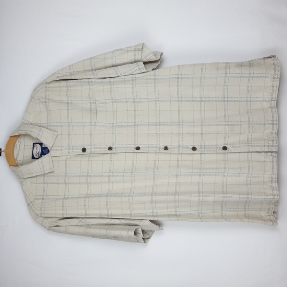 COPY - Porcini Silk Cream blue plaid Collared Short Sleeve Men’s Shirt - Picture 1 of 9